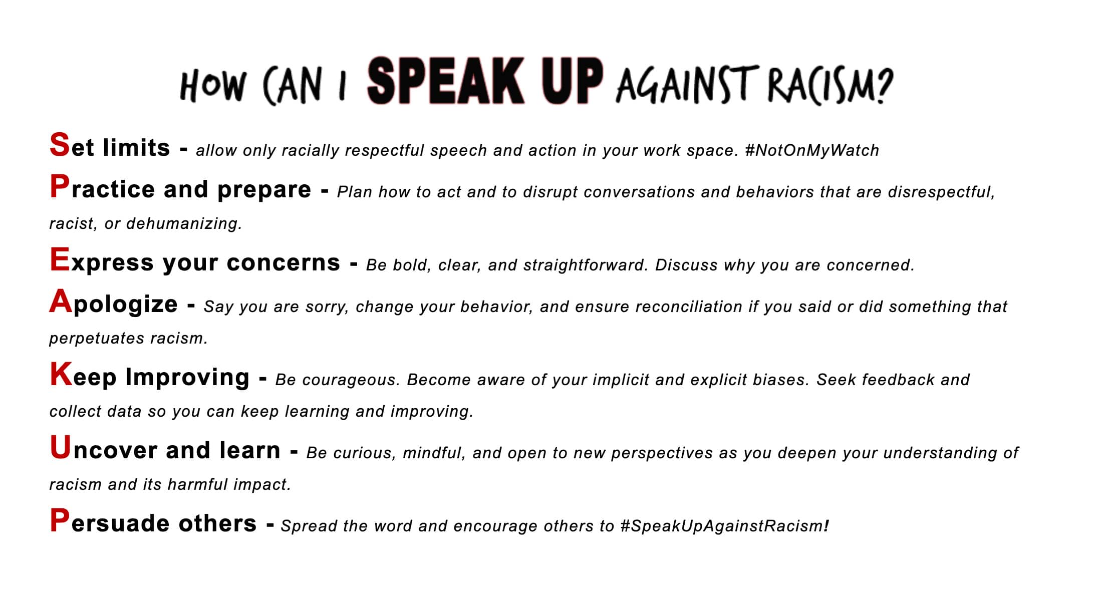 How can I SPEAK UP against racism?